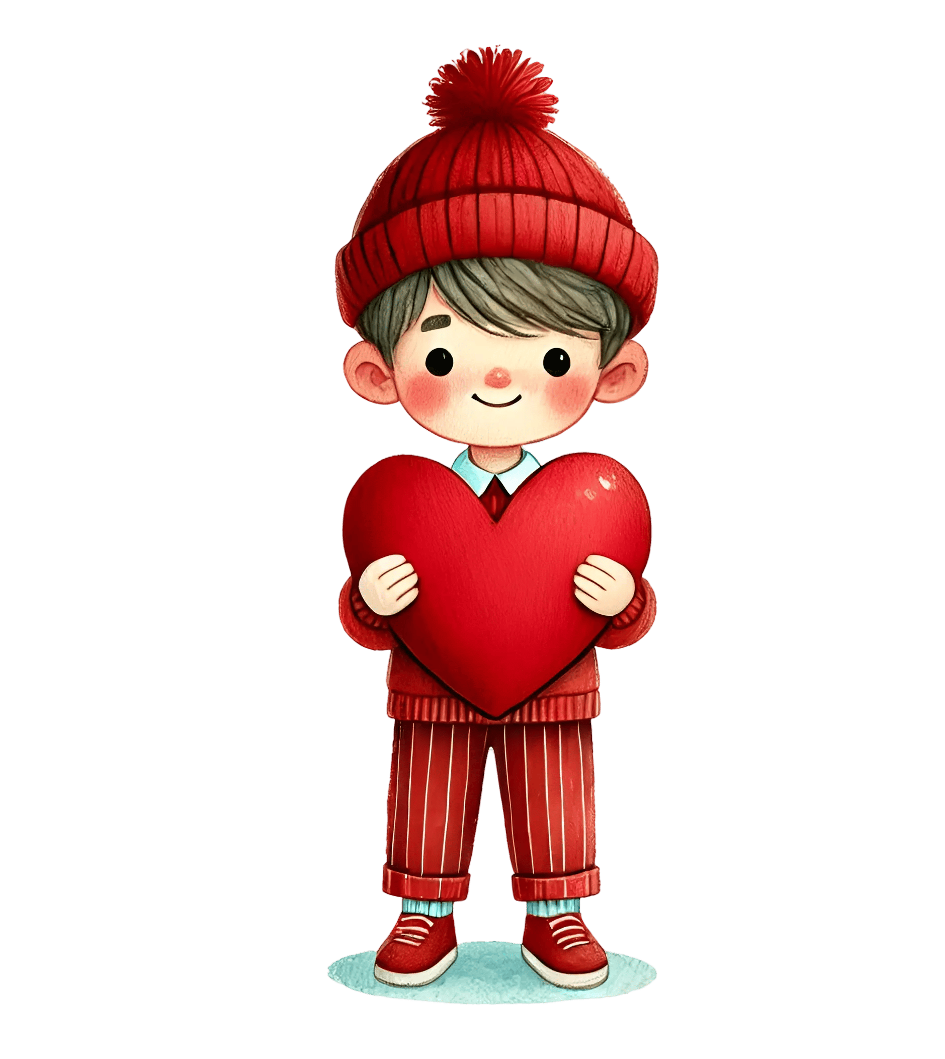 Valentine's Day Boy Holding A Big Heart Design