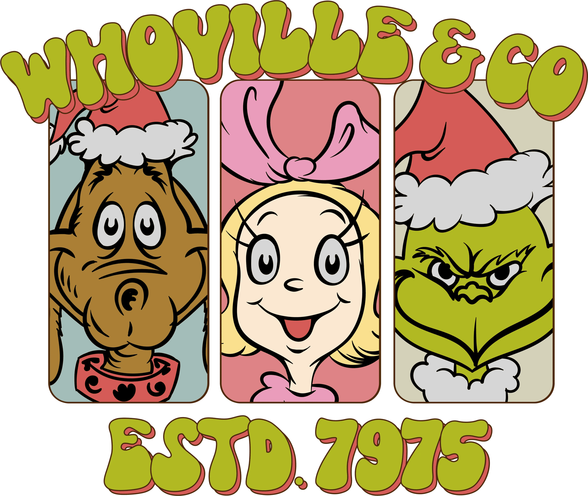 Whoville Co. Green Christmas Design - DTF Ready To Press