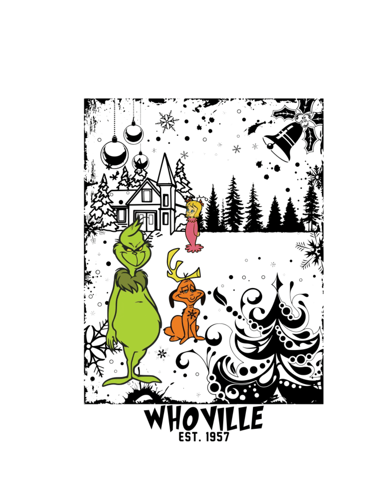 Whoville Grinch Christmas Design - DTF Ready To Press