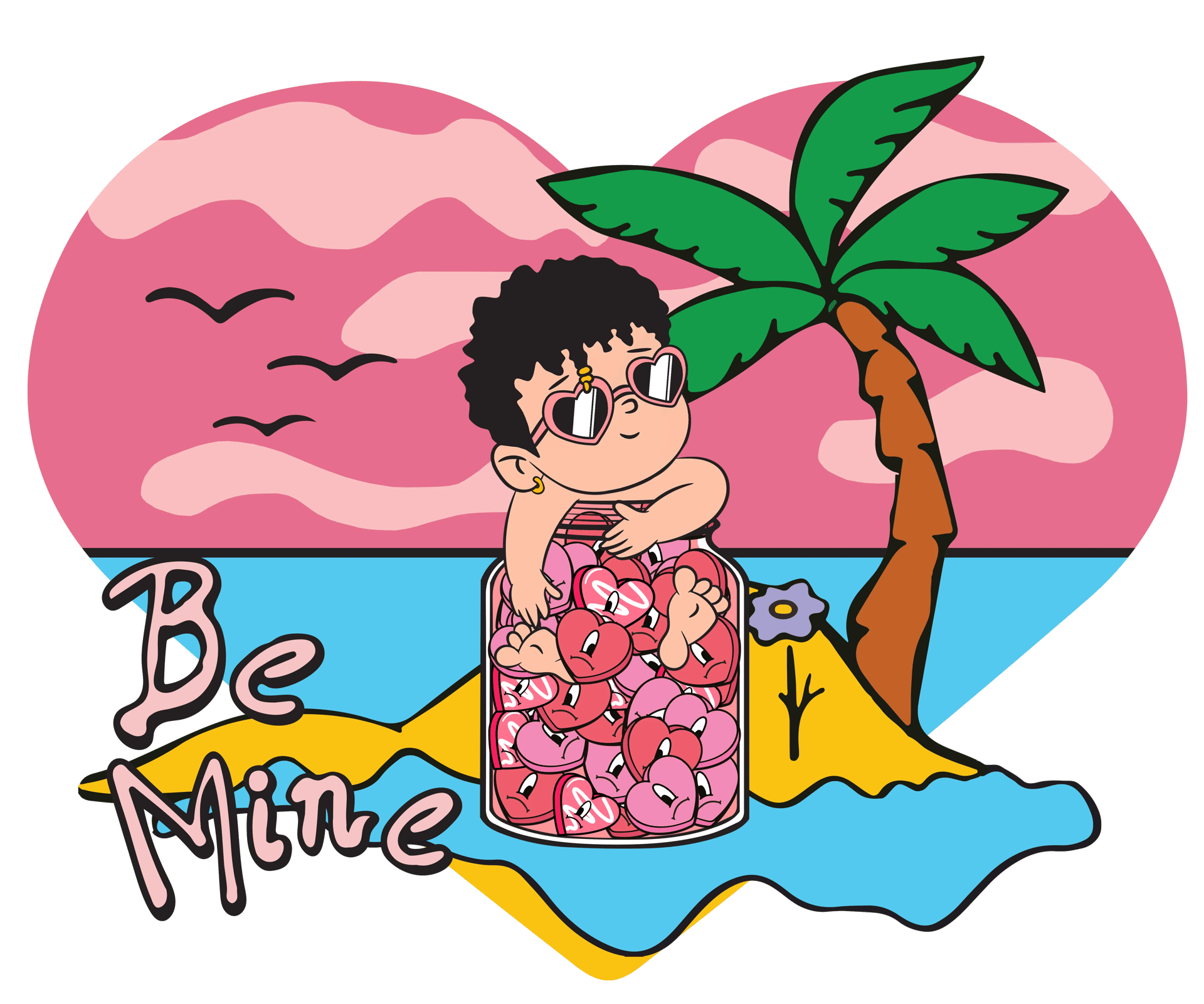Bad Bunny Be Mine Beach Valentine's Day Design