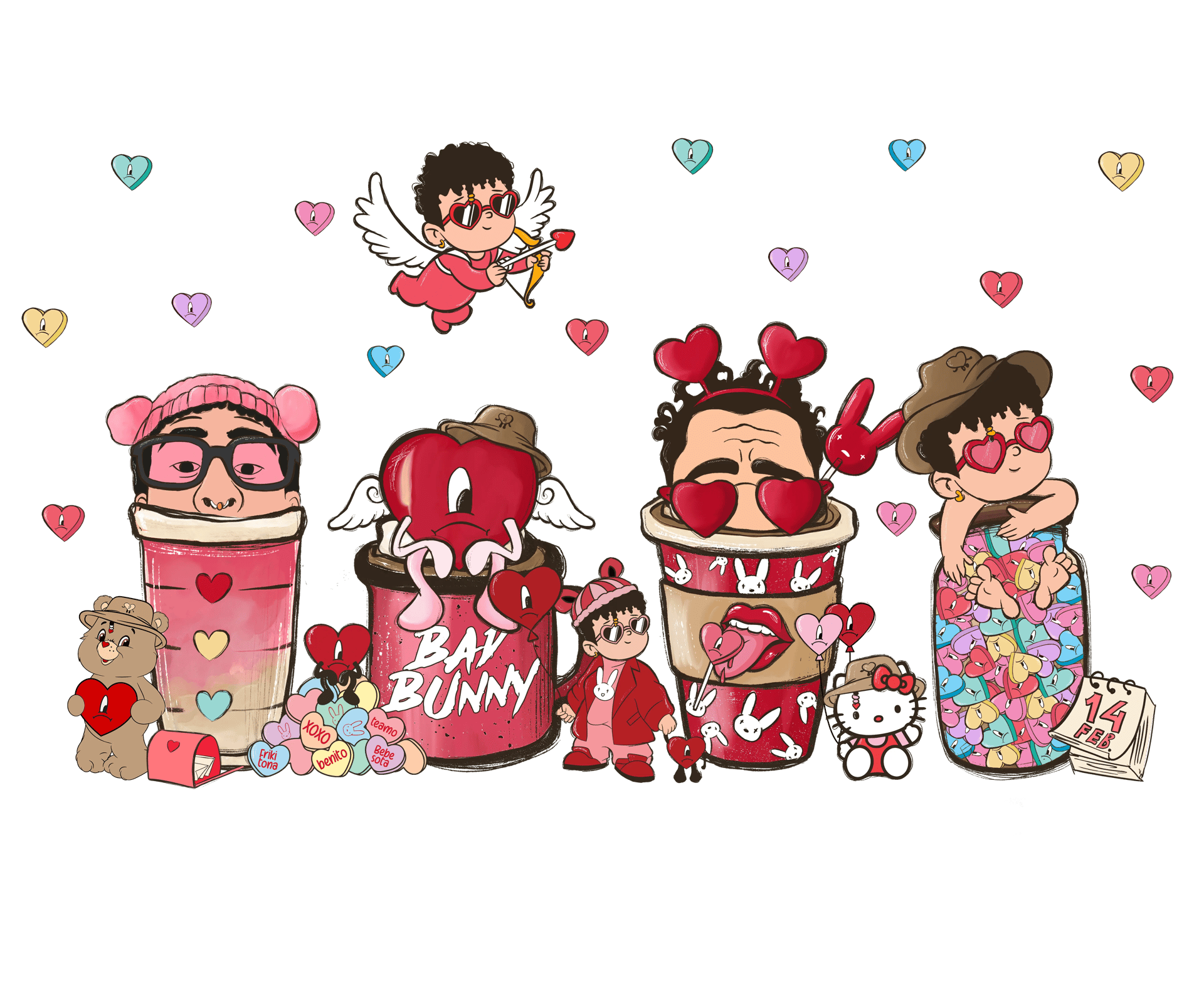 Bad Bunny Valentine's Day Coffee Design