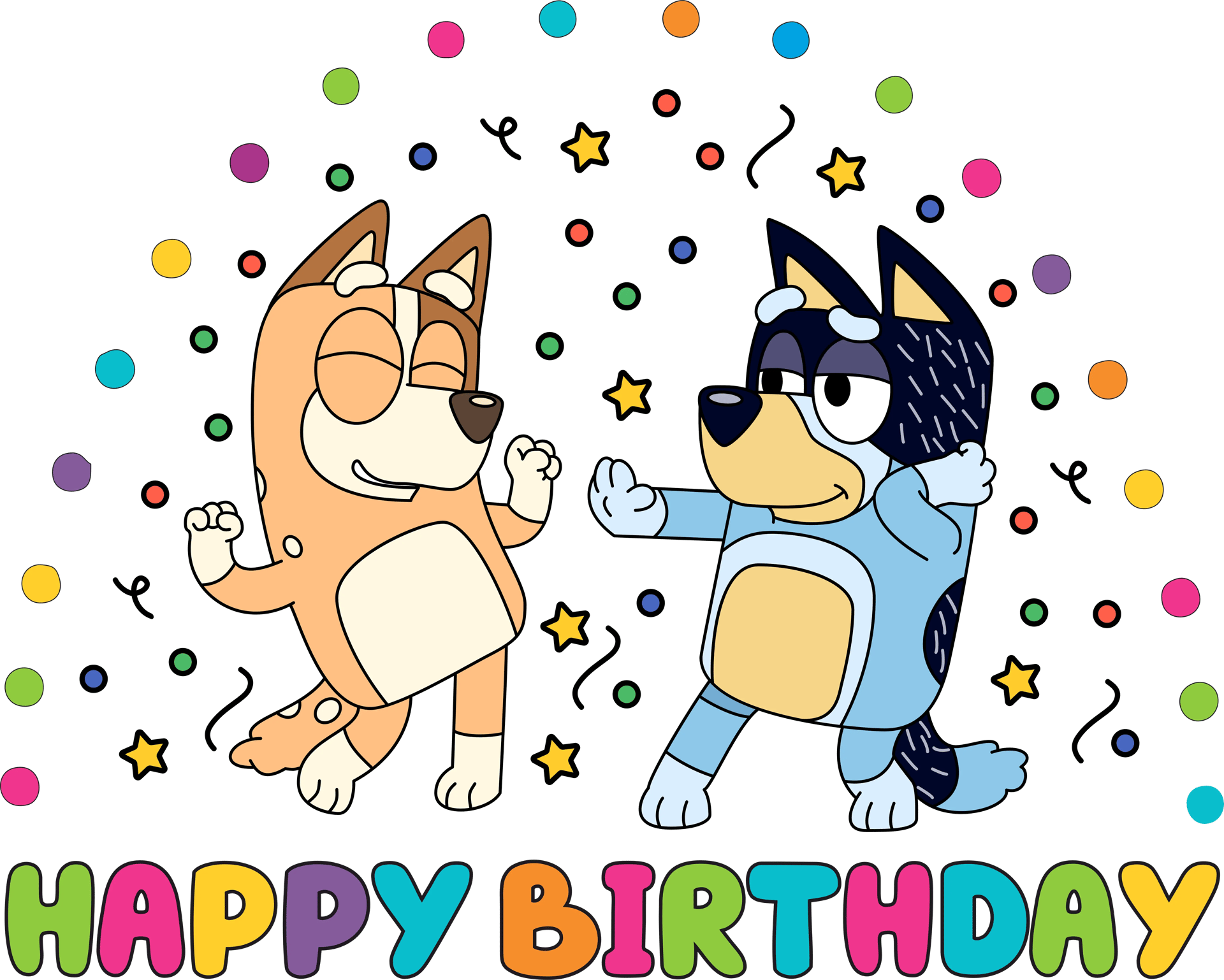 Bluey And Bingo Happy Birthday Design - DTF Ready To Press
