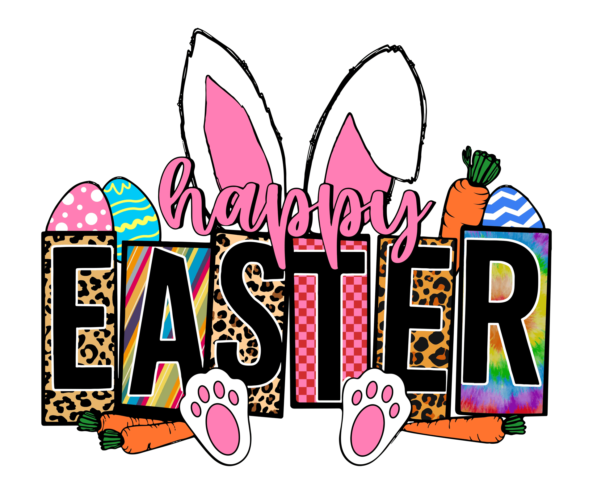Bunny Happy Easter Leopard Design