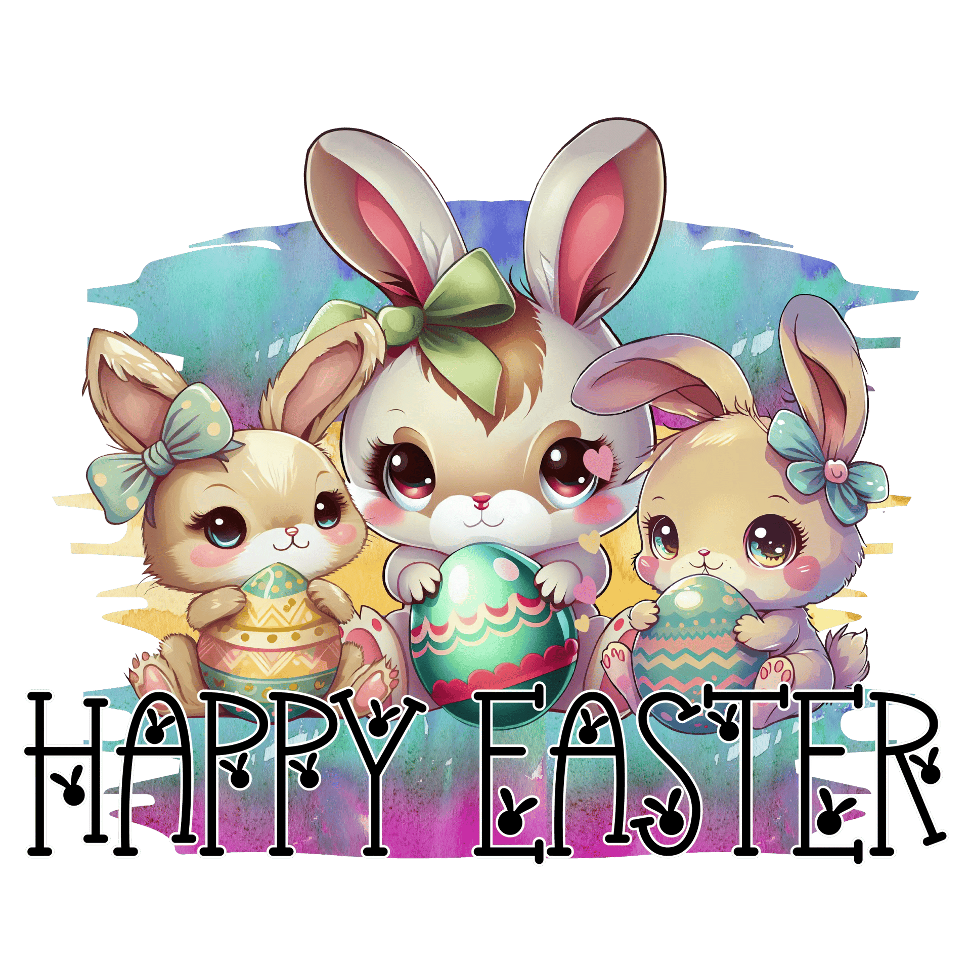 Cute Bunny Happy Easter DTF-Ready to Press (V1)