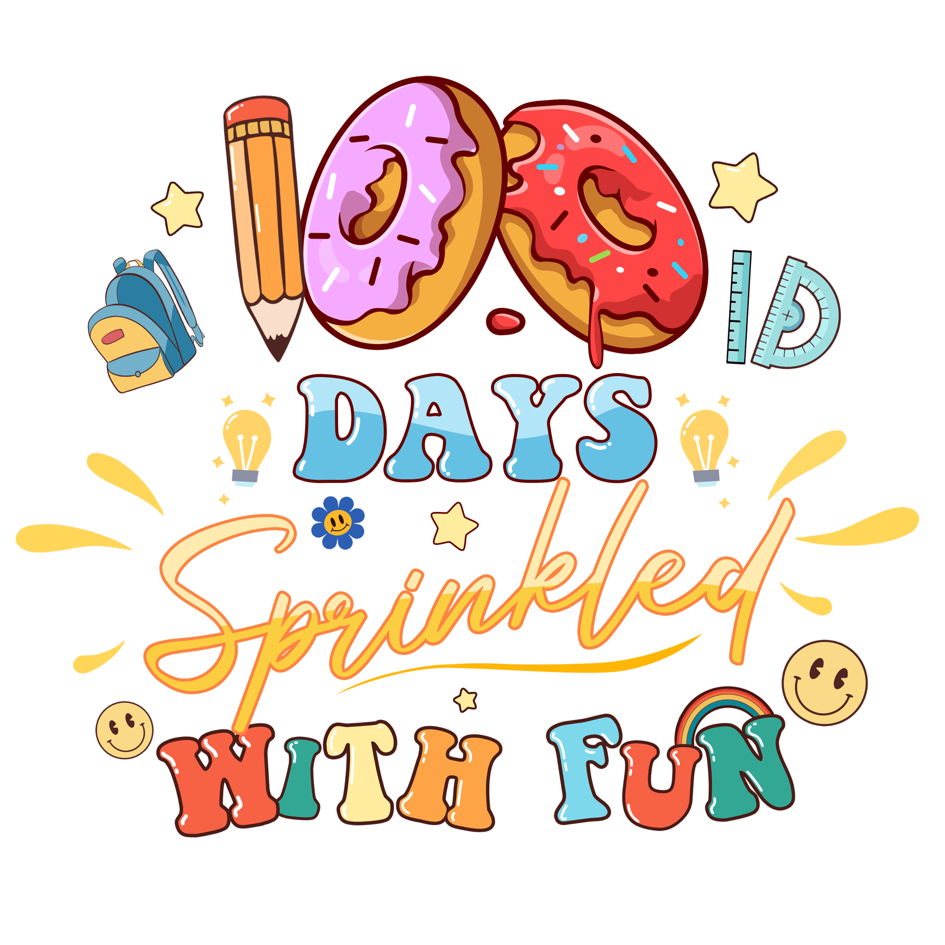 Funny 100 Days Of School Design - DTF Ready To Press