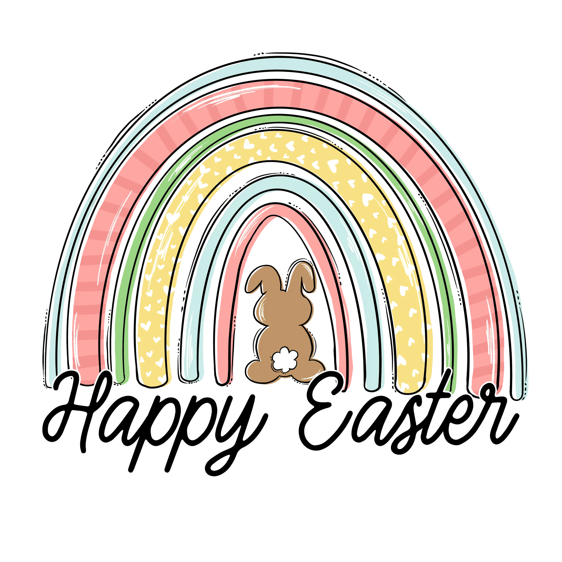 Happy Easter Bunny Rainbow Design - DTF Ready To Press