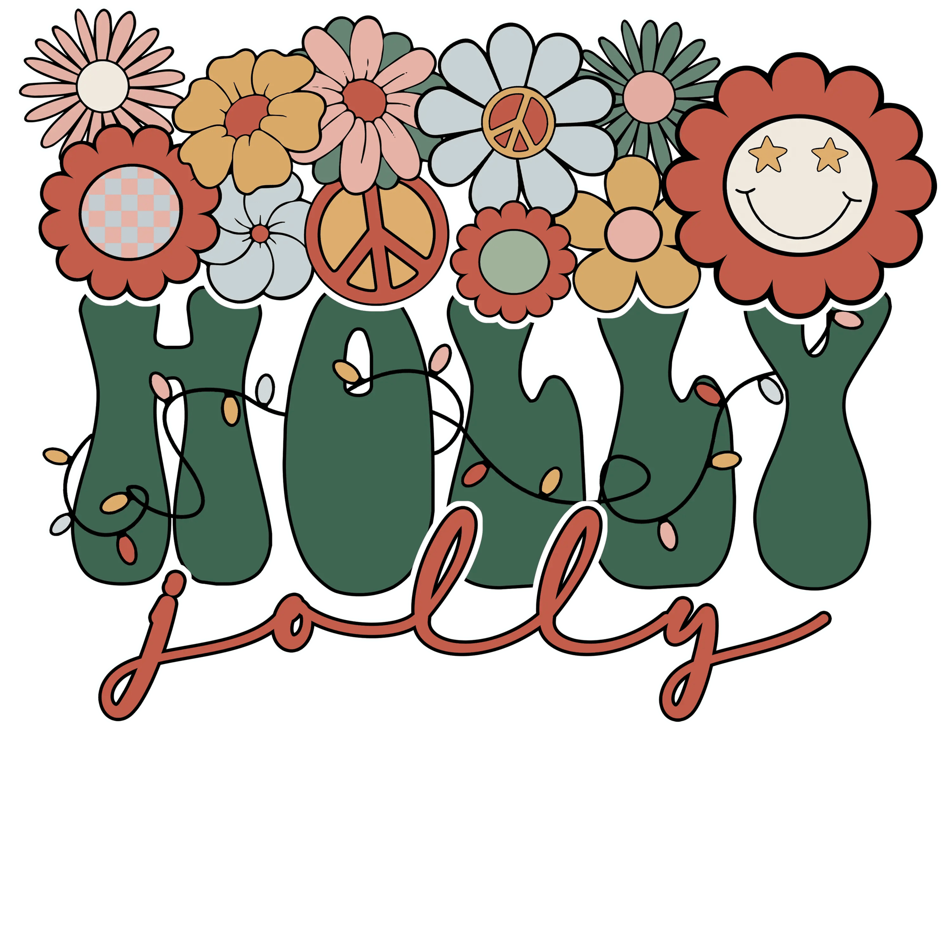 Holly Jolly Christmas Design DTF-Ready to Press