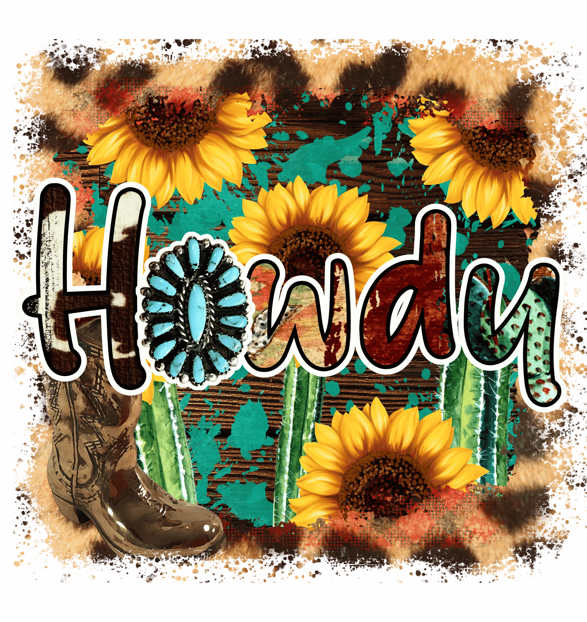 Howdy Sunflower Design - DTF Ready To Press