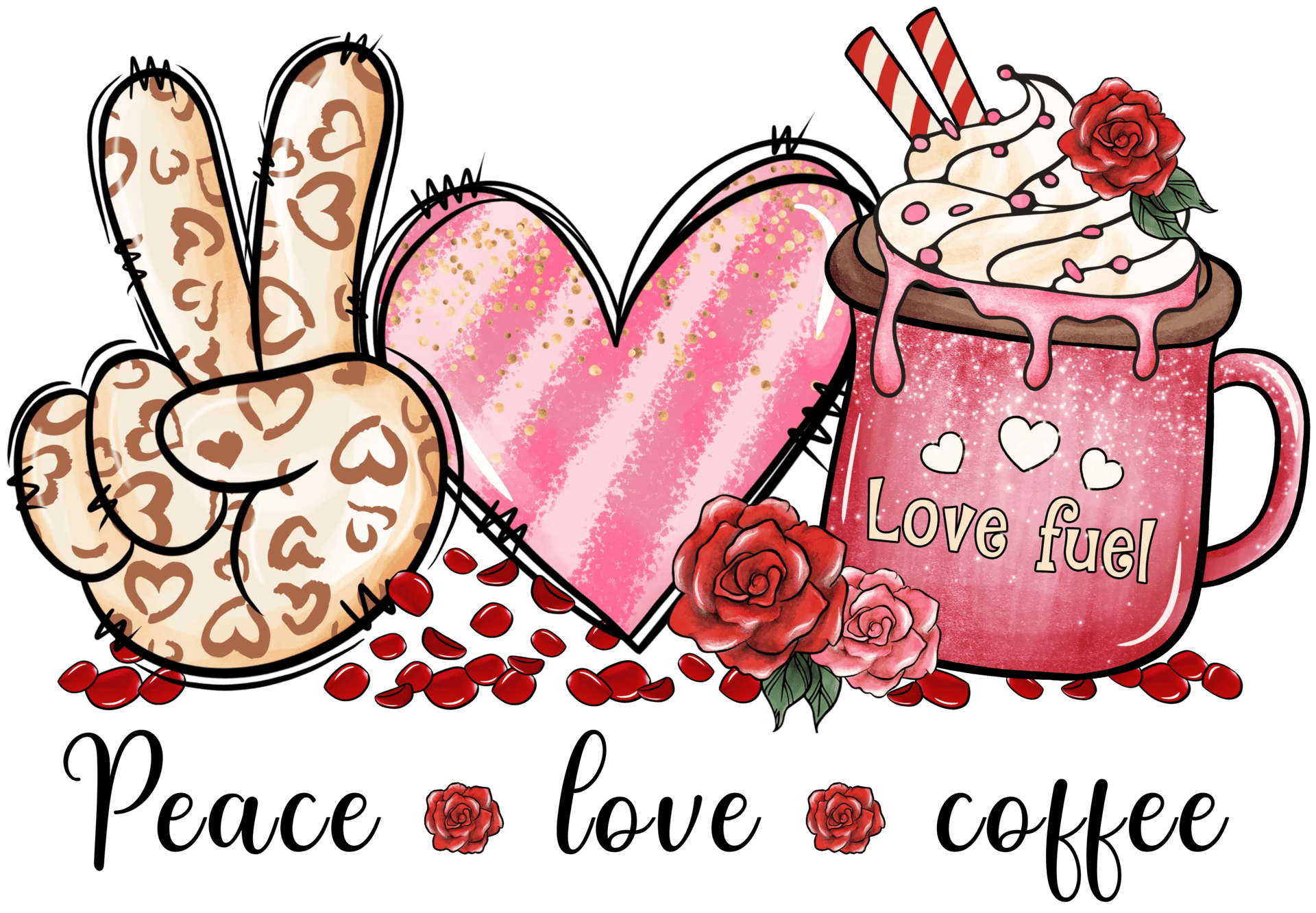 Peace Love Coffee Valentine's Day Design