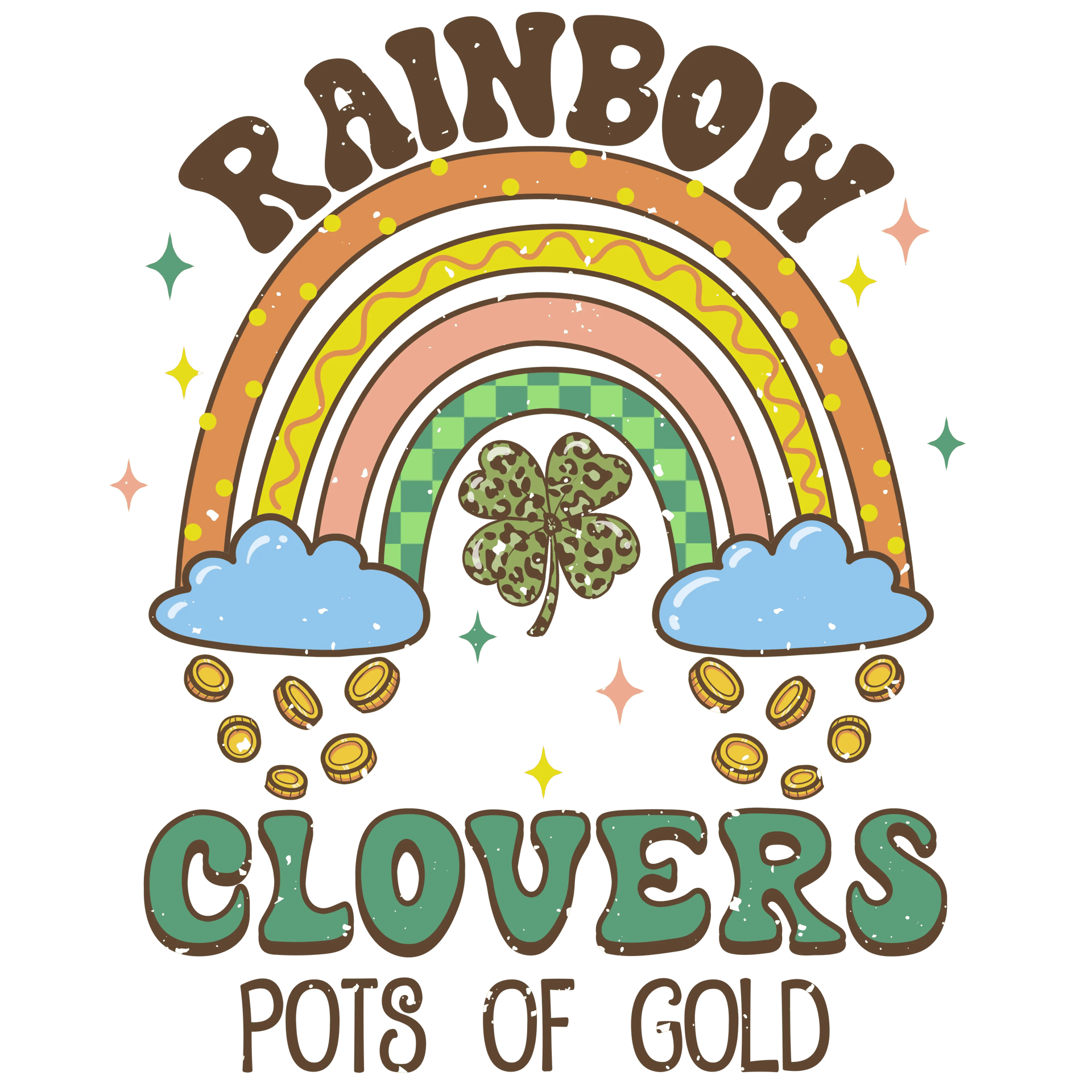 Rainbow Clovers Pots of Gold Saint Patrick's