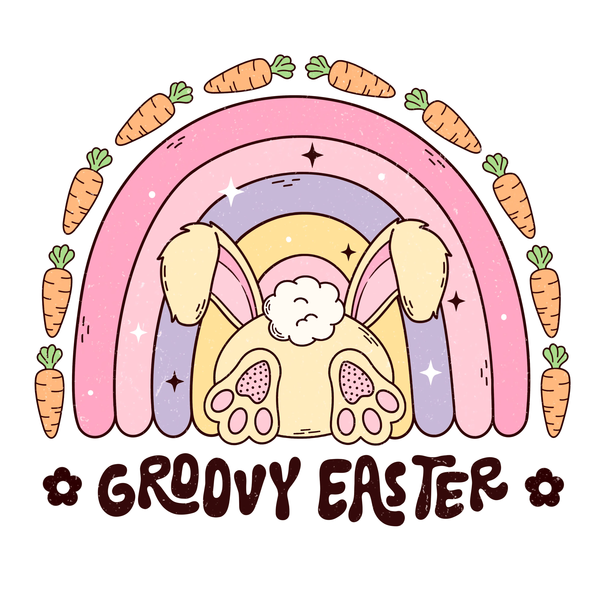 Retro Groovy Easter Design - DTF Ready To Press