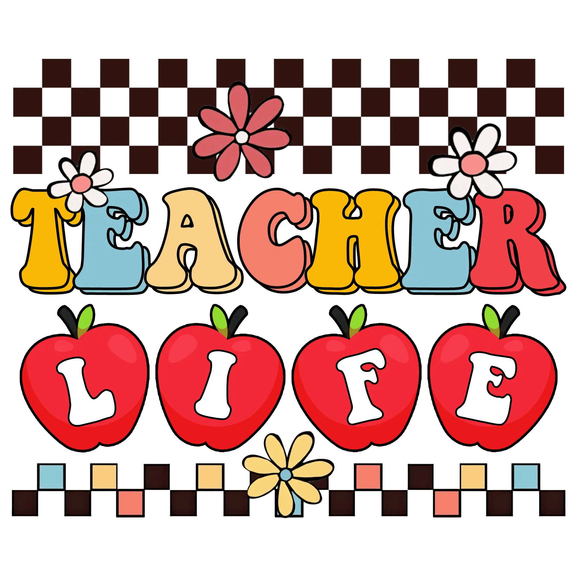 Retro Teacher Life Design - DTF Ready To Press