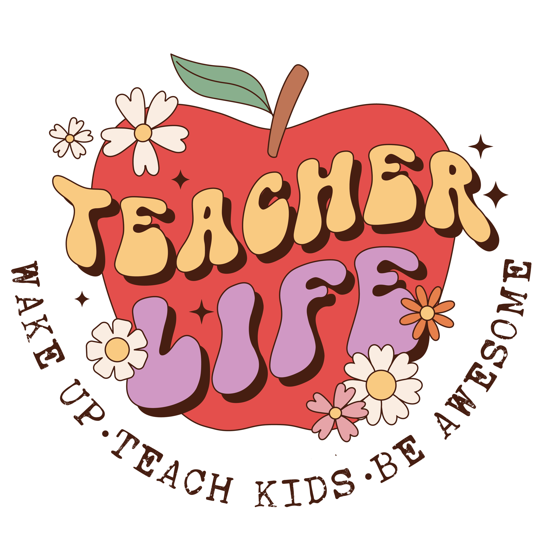 Retro Teacher Life DTF Design - Ready to Press