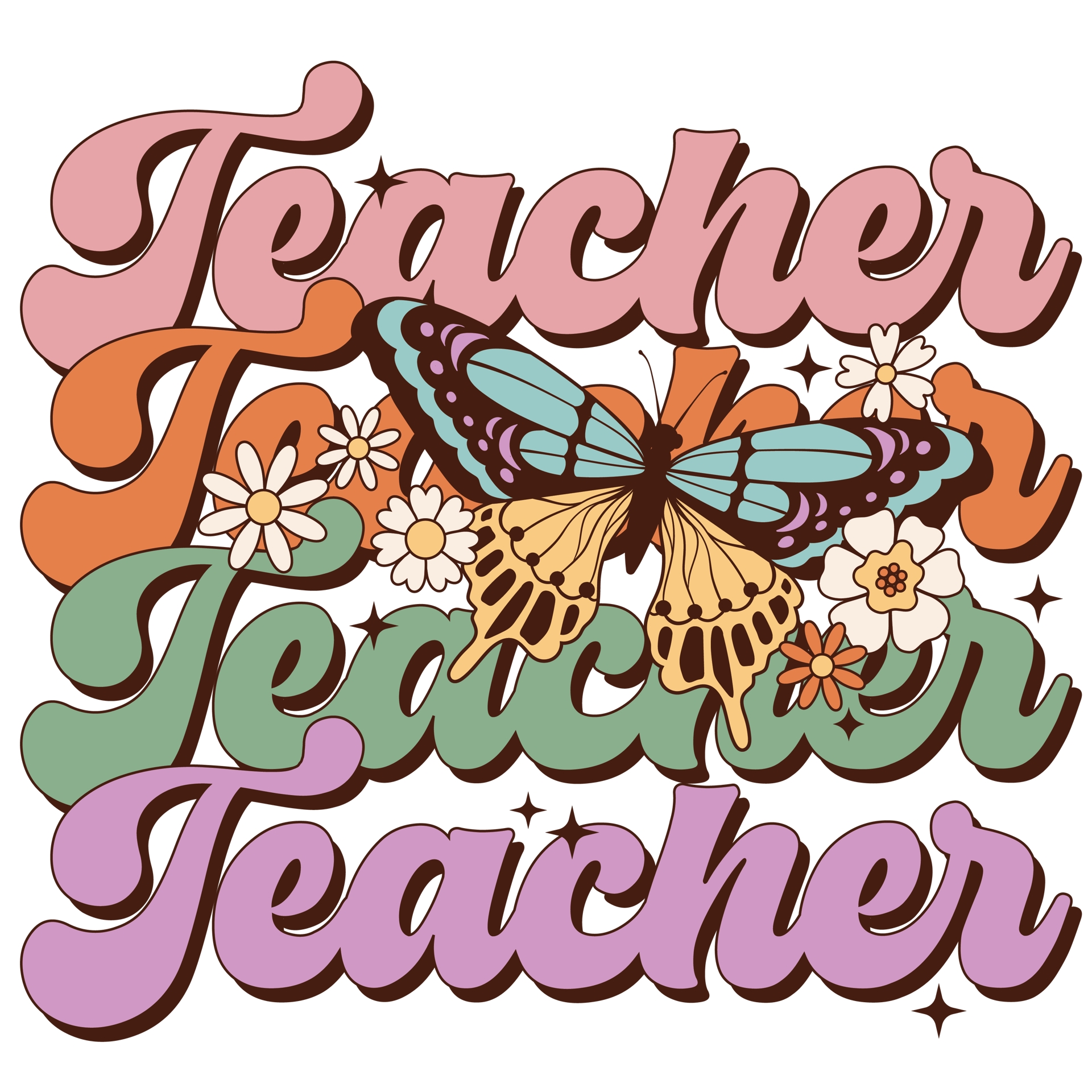 Retro Teacher's Day Design - DTF Ready To Press