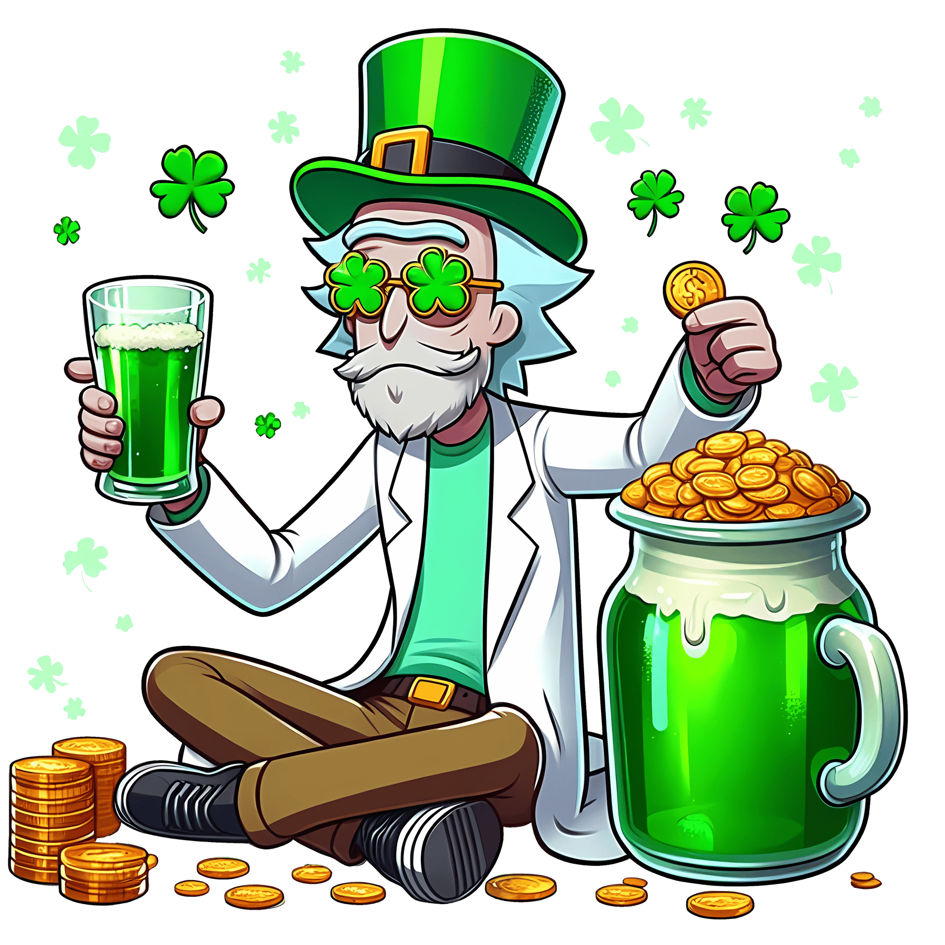 Rick Sanchez Beer St Patrick's Day Design - DTF Ready To Press