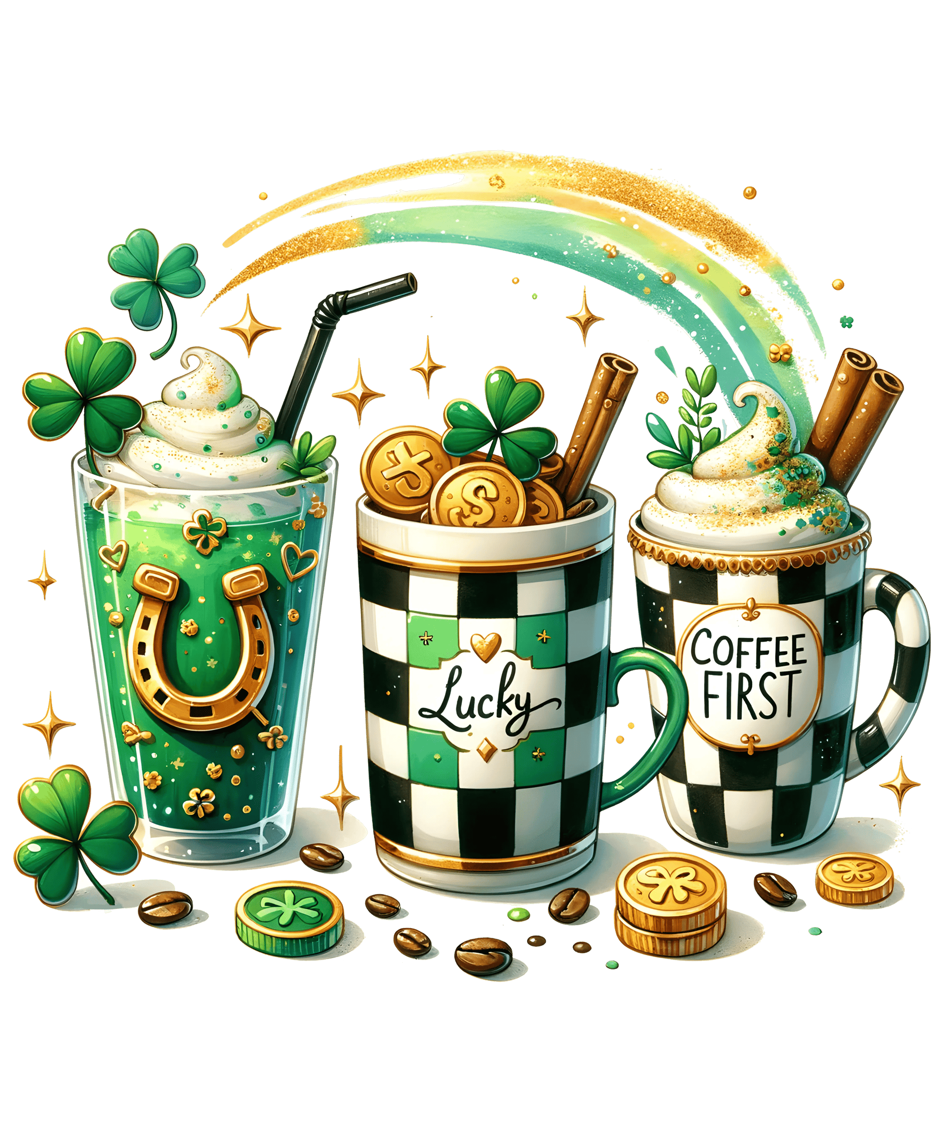Saint Patrick's Day Coffee Lover Design - DTF Ready To Press