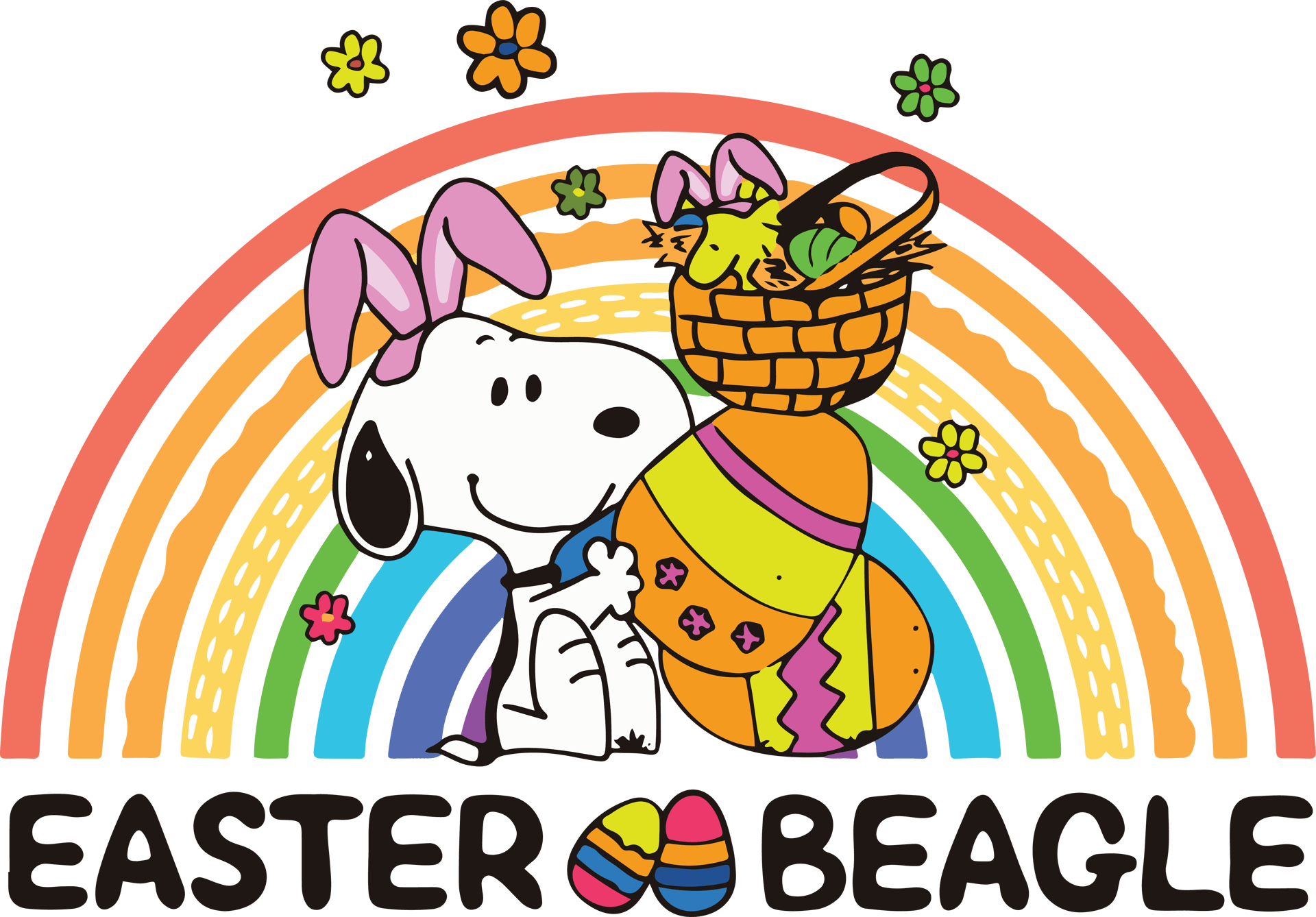 Snoopy Easter Beagle Rainbow Design