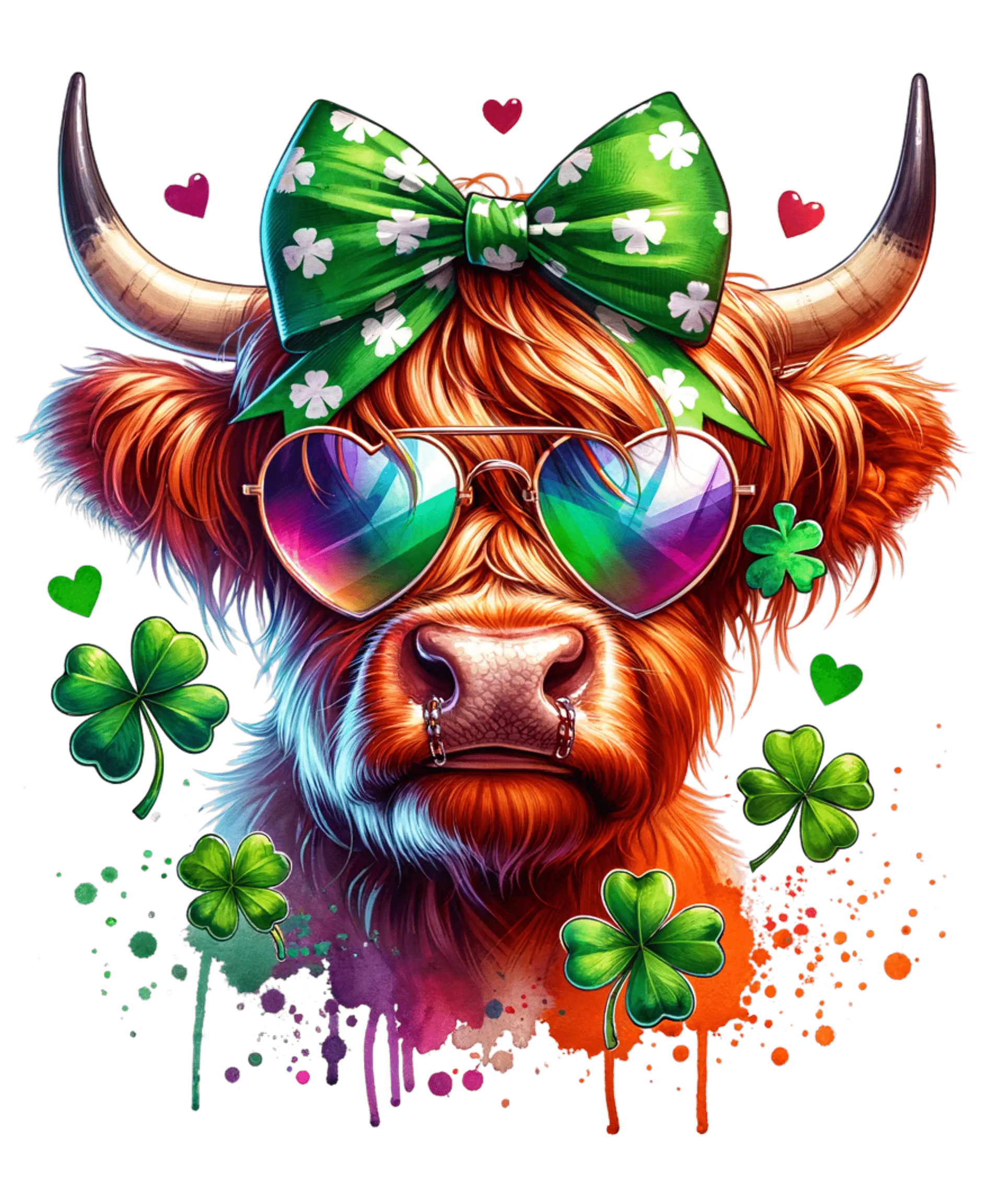 St. Paddy's Day Cool Highland Cow Design - DTF Ready To Press