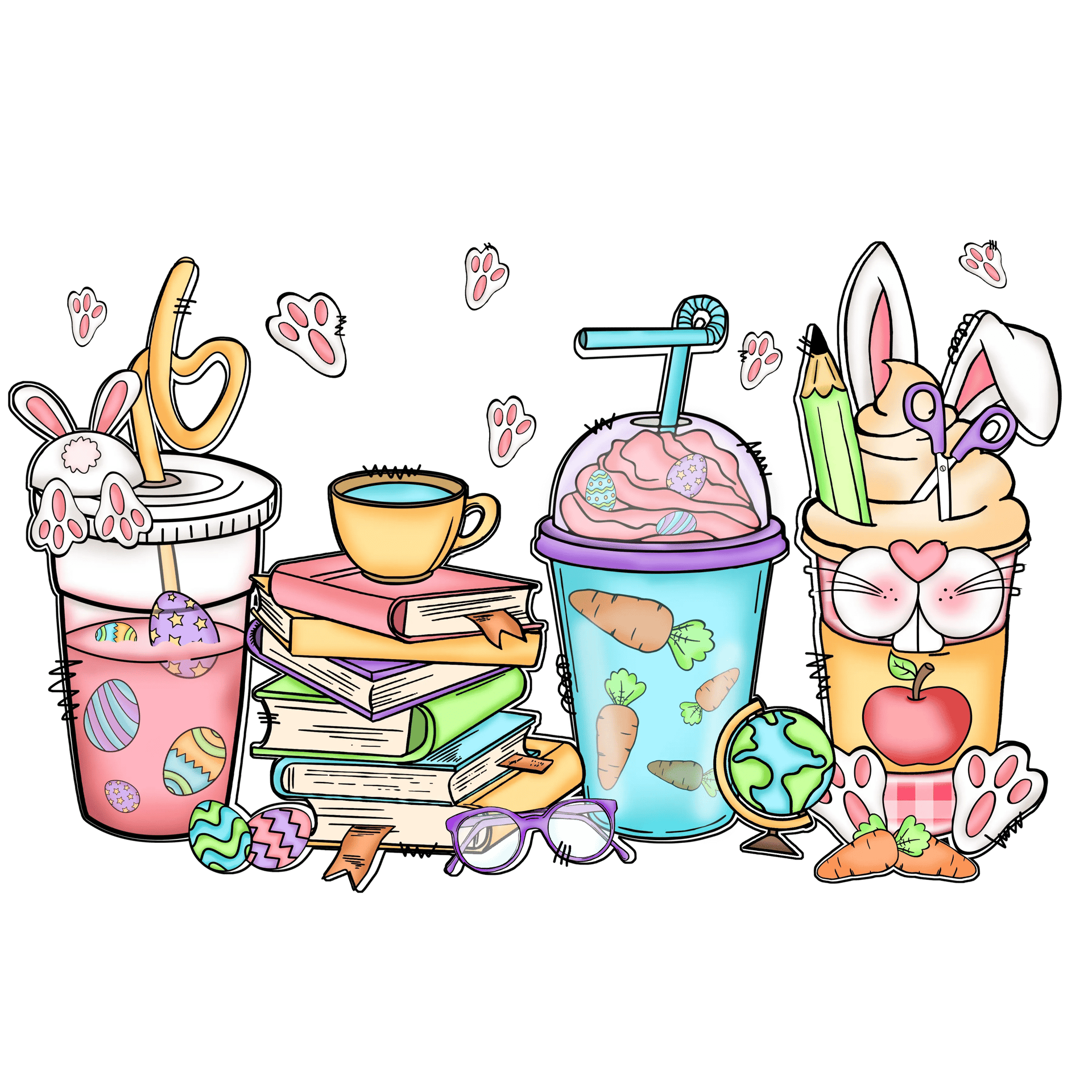 Study and Coffee Bunny Easter Design