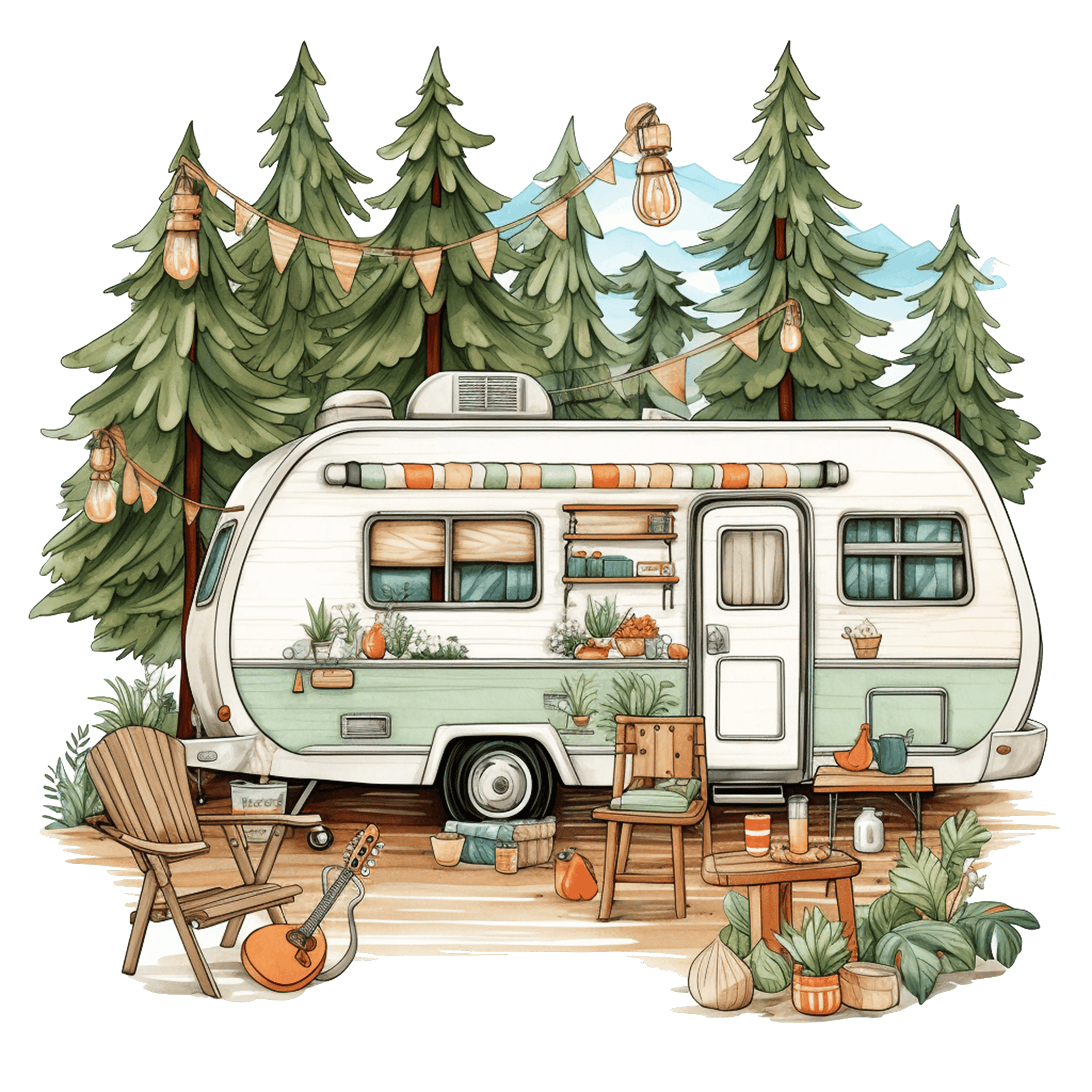Summer Camping DTF Design - Ready to Press V1