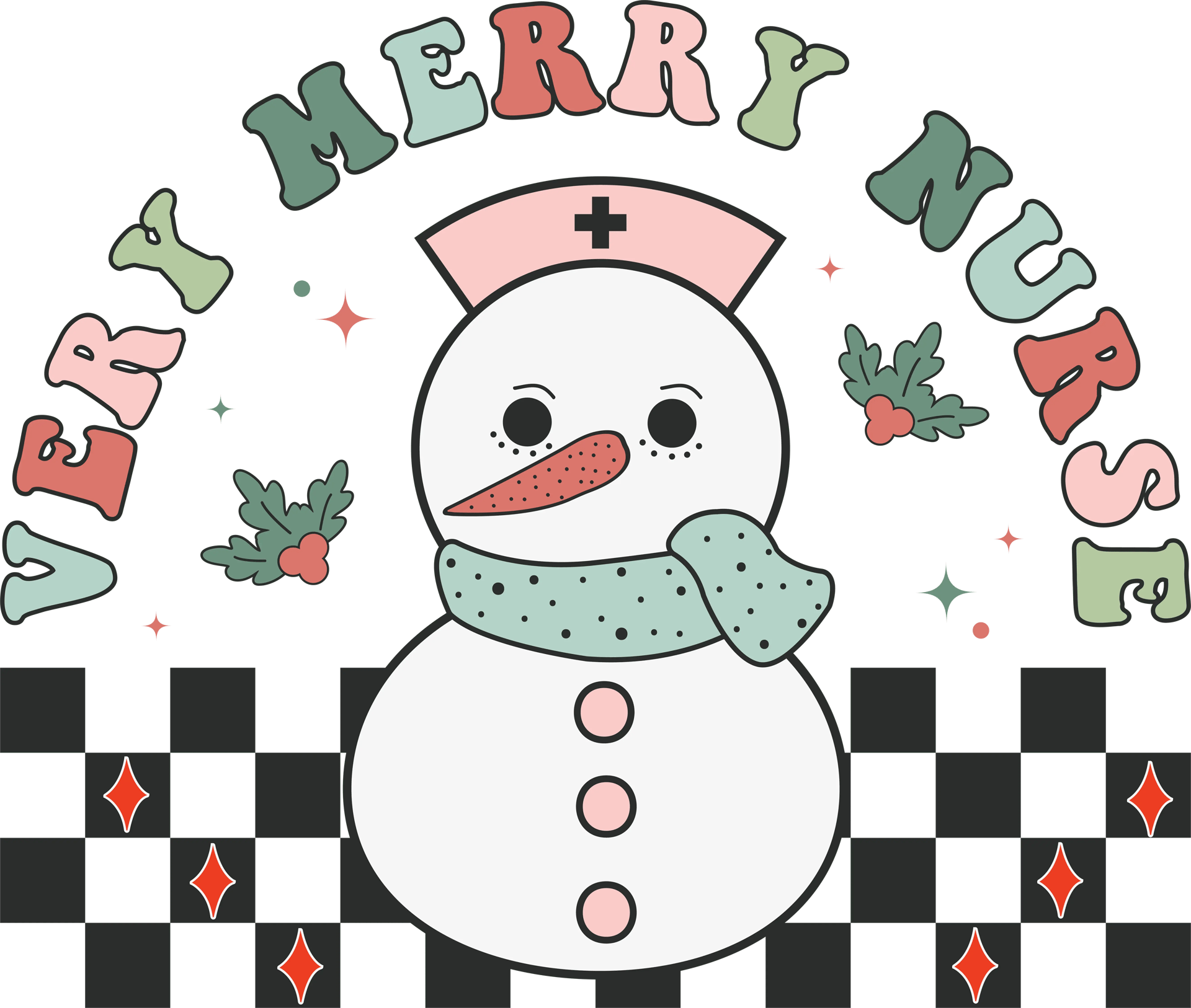 Very Merry Nurse Christmas Design - DTF Ready To Press