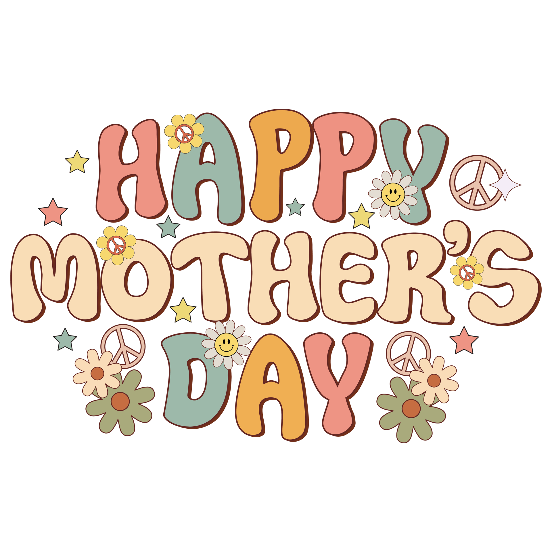 Vintage Happy Mother's Day Design - DTF Ready To Press