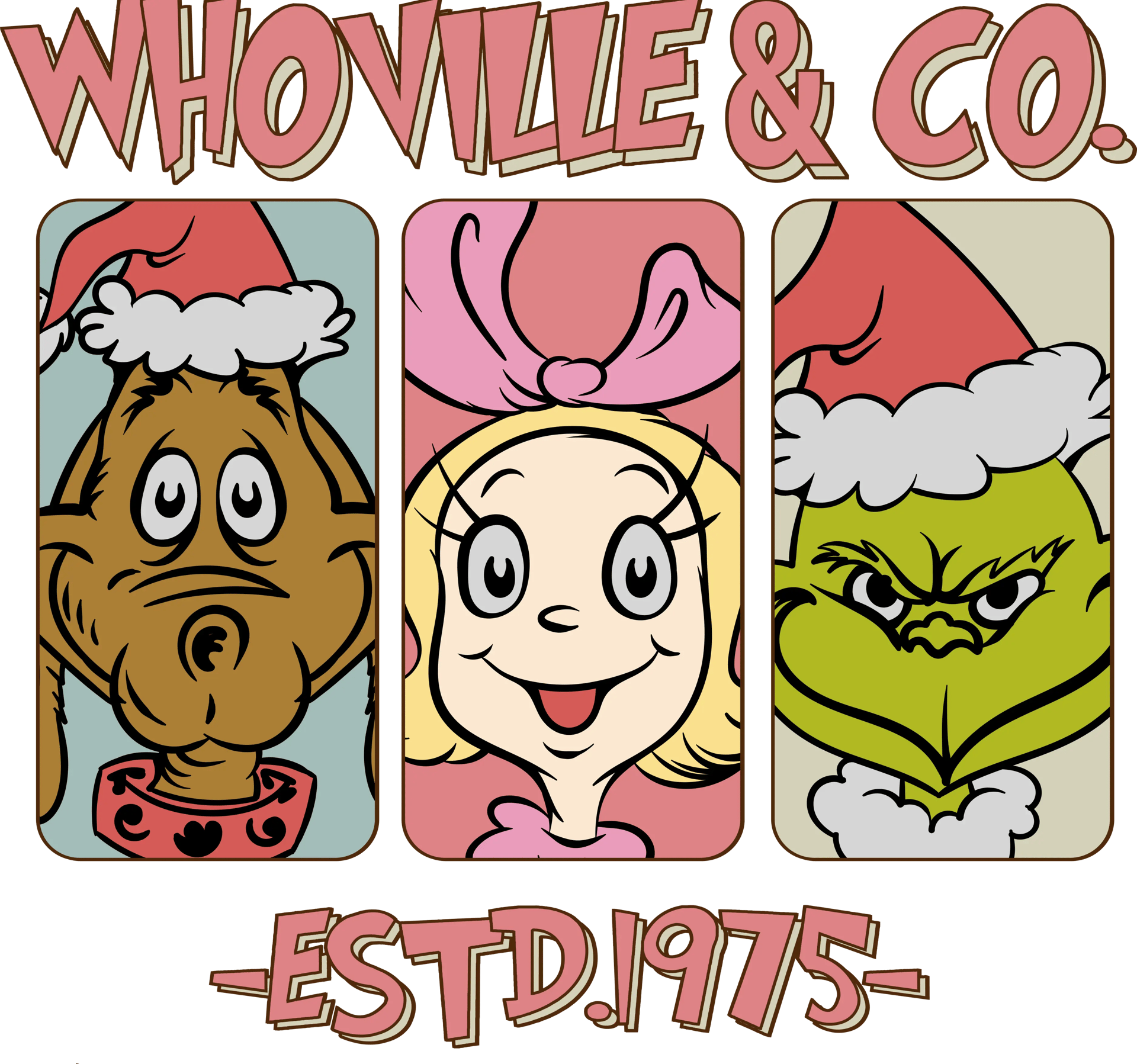 Whoville Co. Pink Christmas Design - DTF Ready To Press